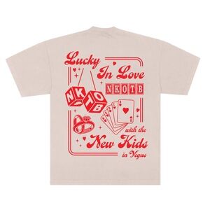 New Kids on the Block 'Lucky In Love' Beige & Red Graphic Tee